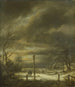 Winter Landscape Painting near Haarlem with a lamppost - Jacob van Ruisdael — artwork view