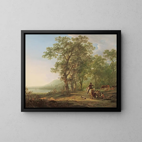 Figuren in een boslandschap - Jacob van Strij — ingelijst kunstwerk aan de muur