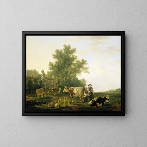 L'heure de la traite - Jacob van Strij — ingelijst kunstwerk aan de muur