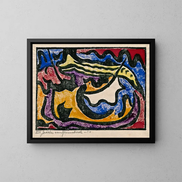 Compositie XIV nr. 1 - Jacoba van Heemskerck — ingelijst kunstwerk aan de muur