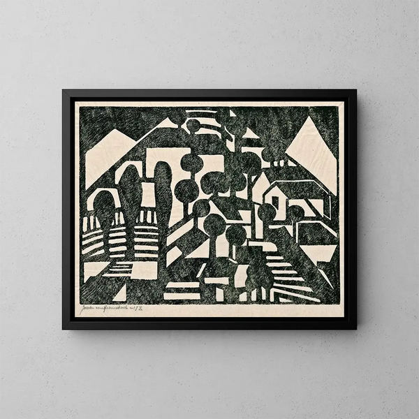 Compositie X nr. 1 - Jacoba van Heemskerck — ingelijst kunstwerk aan de muur