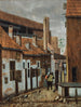 Een straat scène met personages - Jacobus Vrel — weergave van het kunstwerk