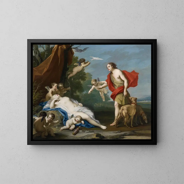 Venus en Adonis - Jacopo Amigoni — ingelijst kunstwerk aan de muur