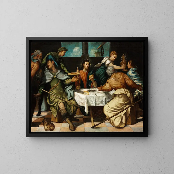 Het Avondmaal in Emmaüs - Jacopo Tintoretto — ingelijst kunstwerk aan de muur