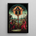 the votive altarpiece of the Trinity, the Virgin, Saint John, and donors - Jacopo del Sellaio — framed artwork on a wall