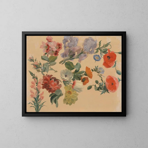 Zomerbloemenstudies - Jacques-Laurent Agasse — ingelijst kunstwerk aan de muur