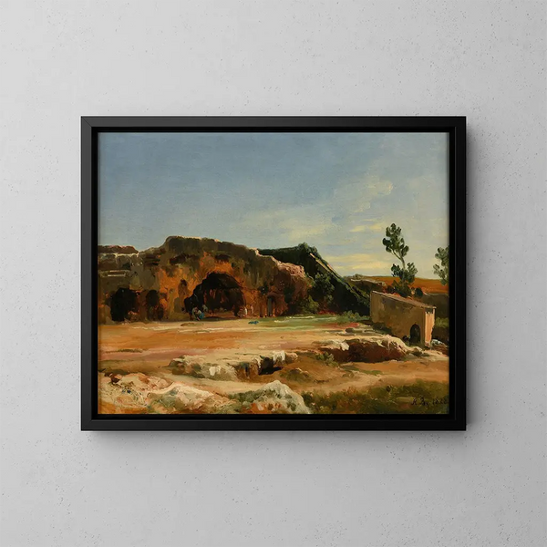 Grotte des Nymphes à Syracuse - Jacques-Raymond Brascassat — ingelijst kunstwerk aan de muur