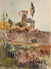 Tuin en kerk met antieke portiek - Jacques-Raymond Brascassat — weergave van het kunstwerk