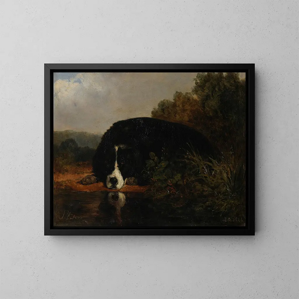 van Pluton, de favoriete hond van de meester - Jacques-Raymond Brascassat — ingelijst kunstwerk aan de muur