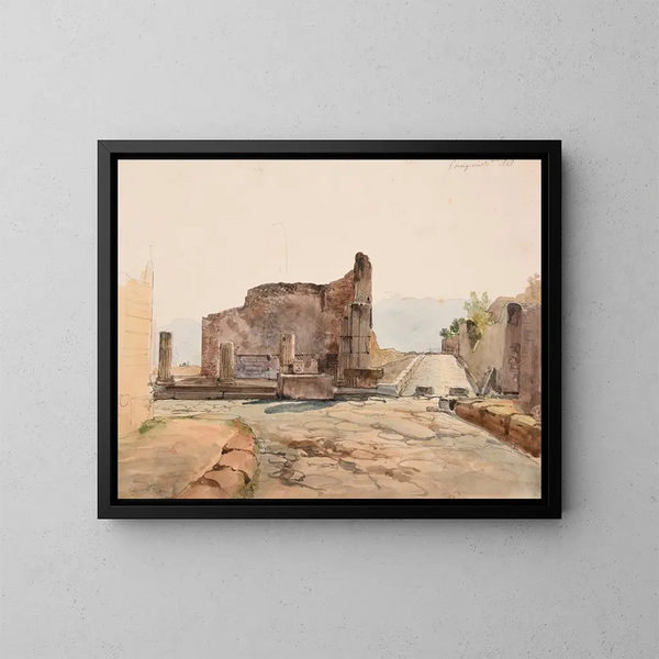 Straten en ruïnes van Pompeï - Jacques-Raymond Brascassat — ingelijst kunstwerk aan de muur