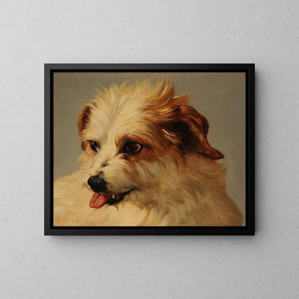 van Tête de chien blanc tirant la langue - Jacques-Raymond Brascassat — ingelijst kunstwerk aan de muur