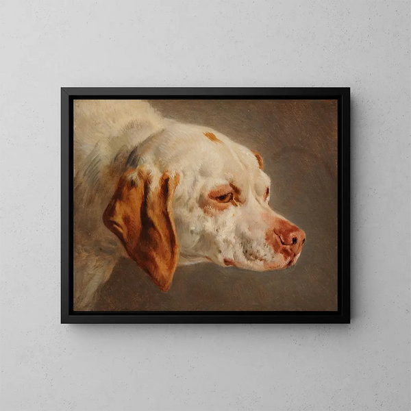 Hondenkop van jachtwit en bruin - Jacques-Raymond Brascassat — ingelijst kunstwerk aan de muur