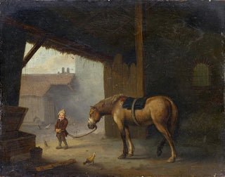 Jacques Albert Senave - Boy with a Horse in a Stable.webp