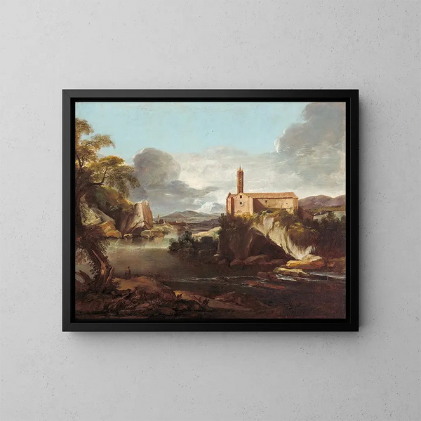 Rotsachtige vallei - Jacques Courtois — ingelijst kunstwerk aan de muur
