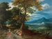 Reisigers op een pad in een landschap - Jacques Fouquières — weergave van het kunstwerk