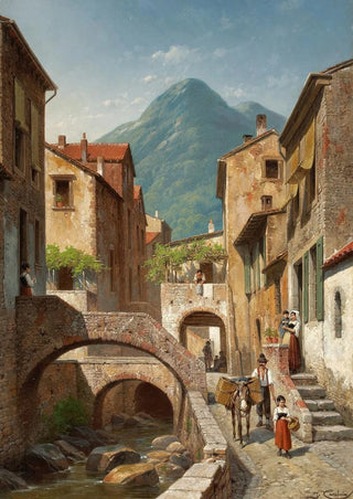 Jacques Franois Carabain - Italian Village Scene.webp