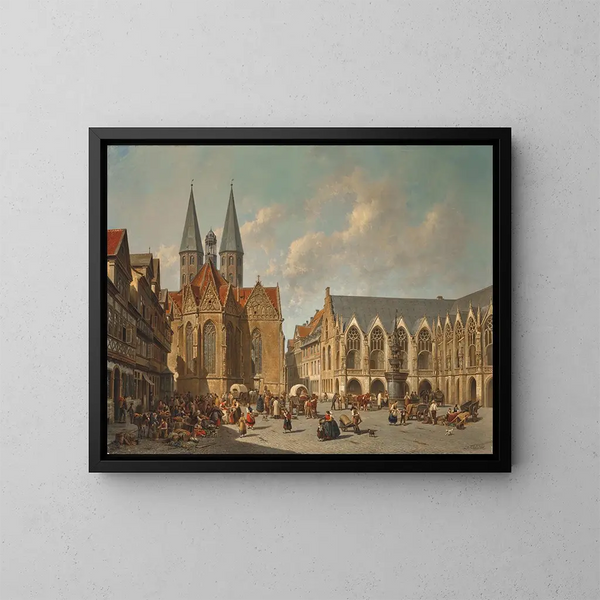 De marktplein van Brunswick - Jacques François Carabain — ingelijst kunstwerk aan de muur