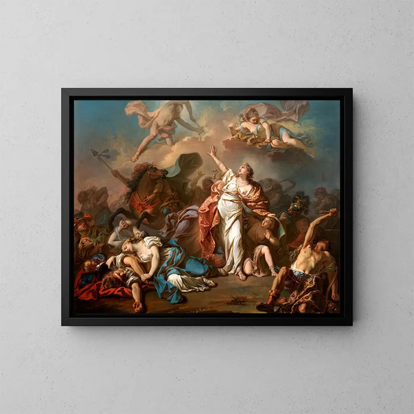 Apollon en Diana die de kinderen van Niobe aanvallen - Jacques Louis David — ingelijst kunstwerk aan de muur