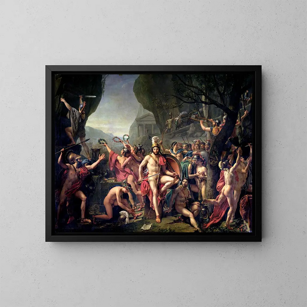 Léonidas aan de Thermopylen - Jacques Louis David — ingelijst kunstwerk aan de muur