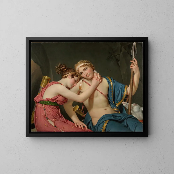 De vertrek van Telemachus en Eucharis - Jacques Louis David — ingelijst kunstwerk aan de muur