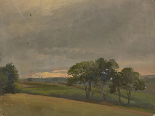Jakob Becker - Abendliche Wiese mit Bumen.webp