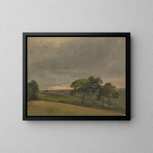 Prairie du soir avec des fleurs - Jakob Becker — ingelijst kunstwerk aan de muur