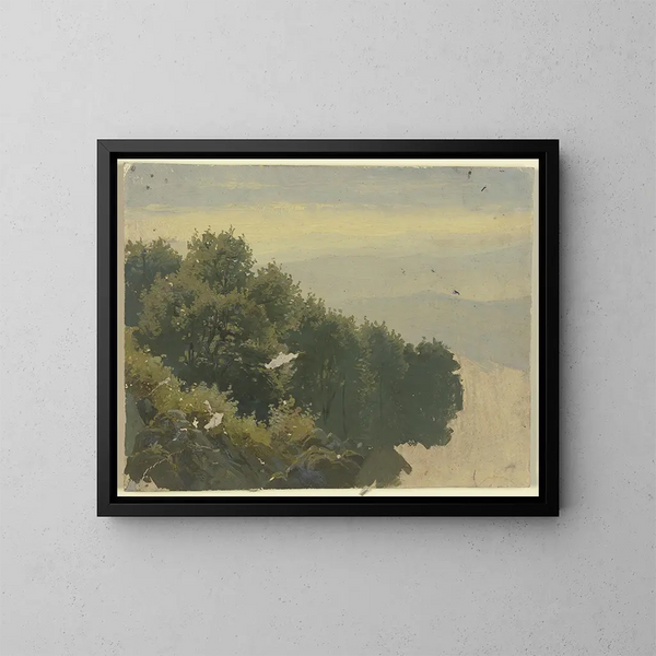 Loofbomenbos - Jakob Becker — ingelijst kunstwerk aan de muur