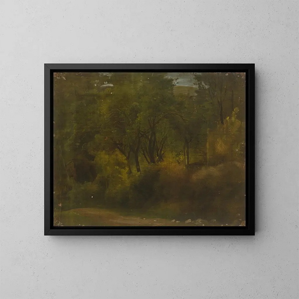 in een bos - Jakob Becker — ingelijst kunstwerk aan de muur