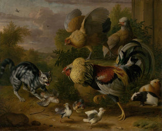 Jakob Bogdani - A cat among roosters.webp