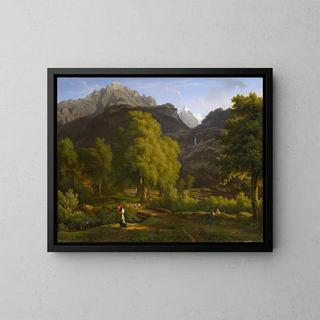 Jakob Christoph Miville - In the village of Meiringen towards the Well and Wetterhorn.webp