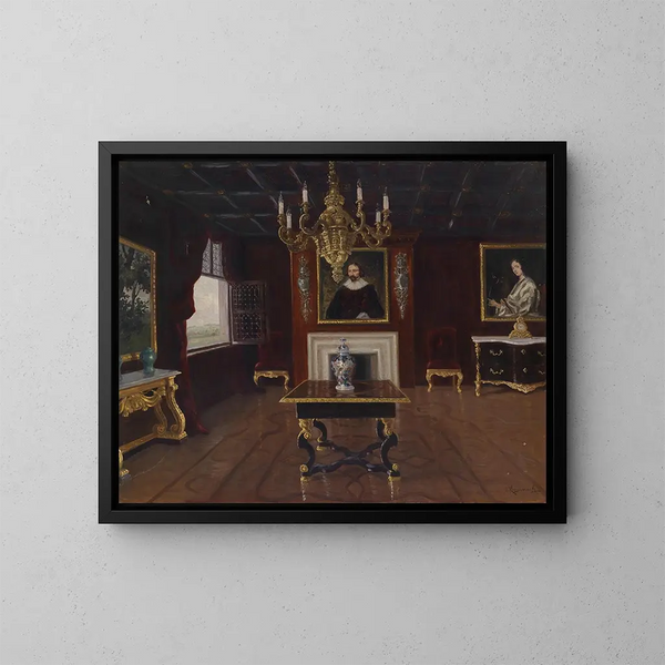 Elegant interieur schilderij - Jakob Koganowsky — ingelijst kunstwerk aan de muur