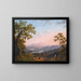 Een uitzicht langs de riviervallei van de Tiber richting Poggio Mirteto en voorbij de Sabijnse bergen verlicht door de avondzon - Jakob Philipp Hackert — ingelijst kunstwerk aan de muur