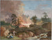 Een landschap in Zweden met boeren die hout verbranden en een stel dat rust nabij een beek - Jakob Philipp Hackert — weergave van het kunstwerk