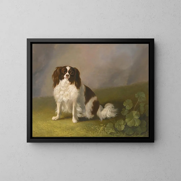 portret van een King Charles-spaniël in een landschap - Jakob Philipp Hackert — ingelijst kunstwerk aan de muur
