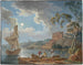 van het uitzicht op de pottenbakkerij van Marieberg nabij Stockholm met boten en vissers - Jakob Philipp Hackert — weergave van het kunstwerk