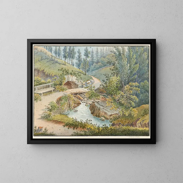 van een schilderij dicht bij Interlaken, Rügen - Jakob Samuel Weibel — ingelijst kunstwerk aan de muur