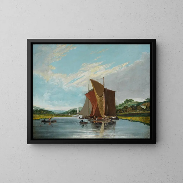 Barges op een rivier - James Baker Pyne — ingelijst kunstwerk aan de muur