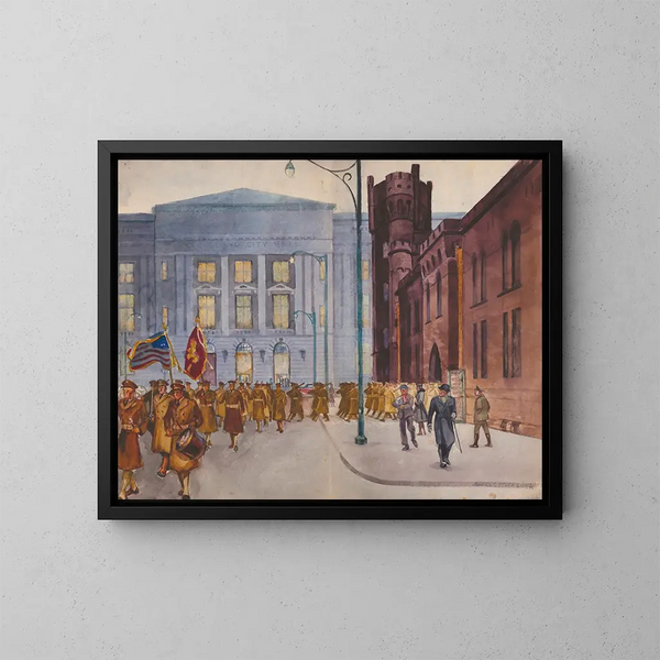 112e ingenieurs, wapenfabriek van Cleveland, 6e straat en Lakeside - James C. Kulhanek — ingelijst kunstwerk aan de muur