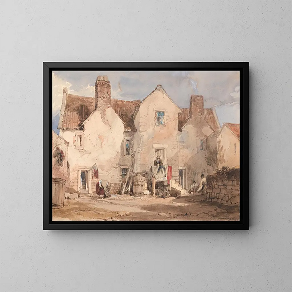 van een schilderij van vissershuizen in Sculcoates nabij Hull, Yorkshire - James Duffield Harding — ingelijst kunstwerk aan de muur