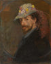 Zelfportret met bloemenhoed - James Ensor — weergave van het kunstwerk