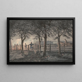 James Fuller Queen - Sketches with Co B 8th Reg Pa Ma under the officers of the old Southwark Gaurd the night in the apple orchard.webp