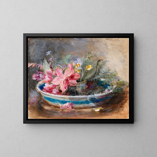 Bloemen in een kom - James Holland — ingelijst kunstwerk aan de muur