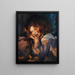 Katje bij het vuur - James Jebusa Shannon — ingelijst kunstwerk aan de muur