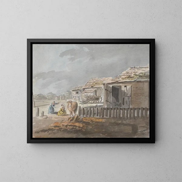 Figuren op de boerderij - James Miller — ingelijst kunstwerk aan de muur