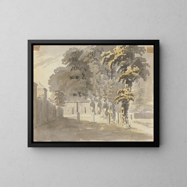 Huis met bomen - James Miller — ingelijst kunstwerk aan de muur