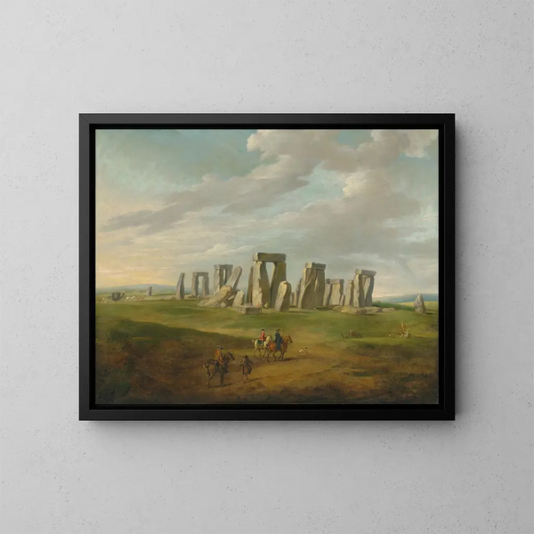 Stonehenge met een kar en reizigers te paard - James Ross — ingelijst kunstwerk aan de muur