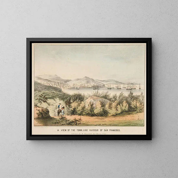 Vue van de stad en de haven van San Francisco - James S Baillie — ingelijst kunstwerk aan de muur
