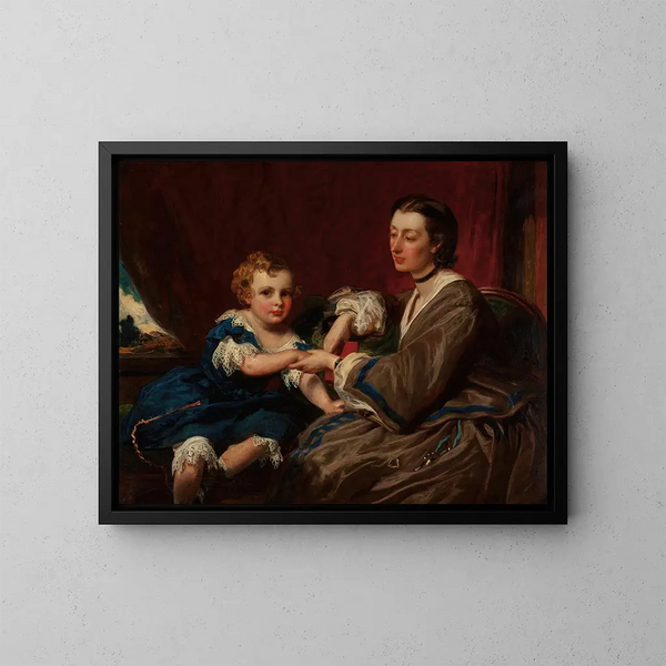 Een moeder en haar dochter - James Sant — ingelijst kunstwerk aan de muur