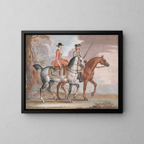 Een dame en een heer in een wandeling - James Seymour — ingelijst kunstwerk aan de muur