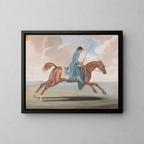 Paardensport schilderij van een trainingstafel door een oefenpaardrijder - James Seymour — ingelijst kunstwerk aan de muur